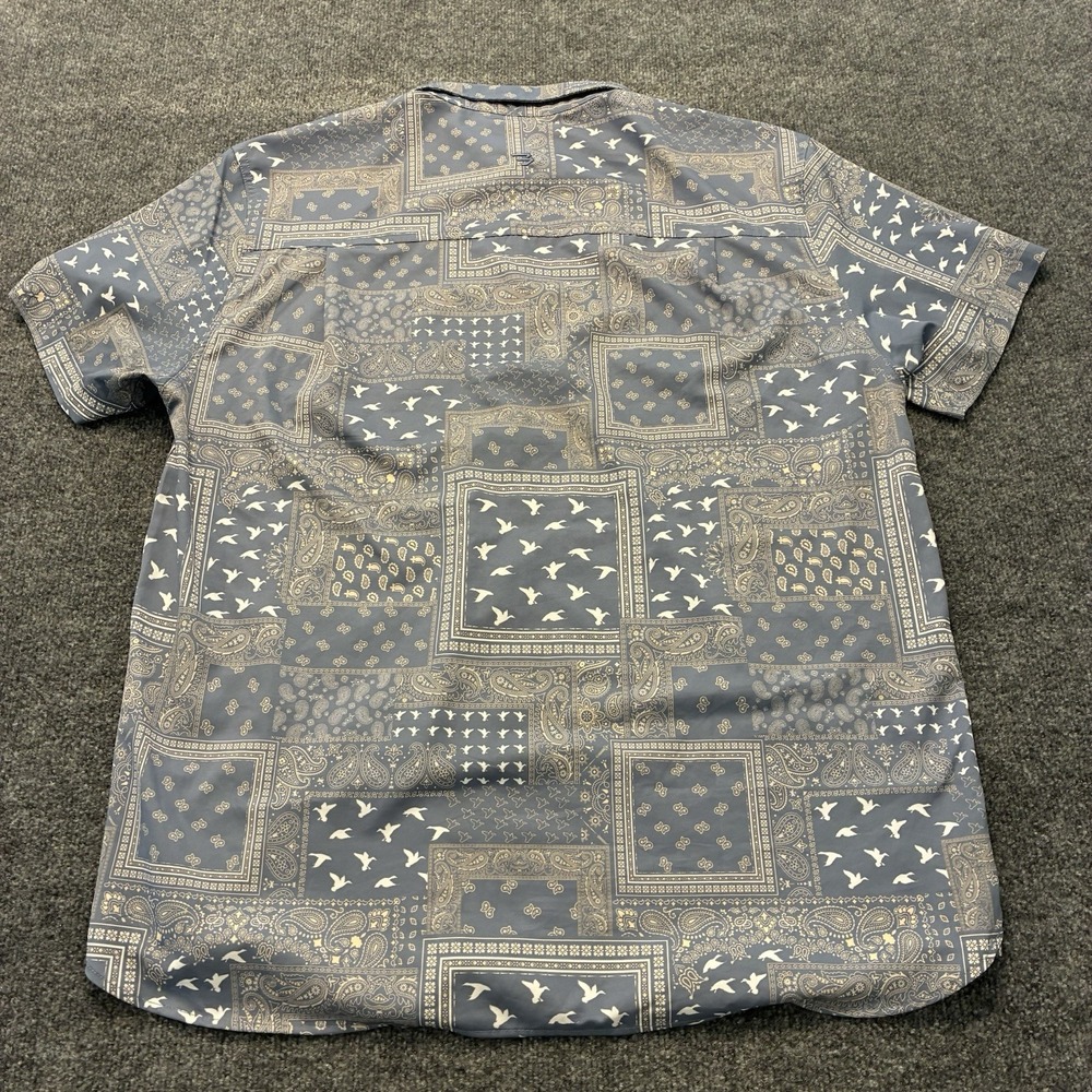 Burlbo Paisley Duck Print Short Sleeve Stretch Button Shirt Mens XL Abstract - Picture 5 of 7